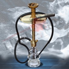 24 Inch AL-Rasta Borosilicate Glass Brass Hookah With Silicon Pipe (HK65)