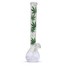 16 Inch Leaf Sticker Single Percolator Glass Bong (40MM)