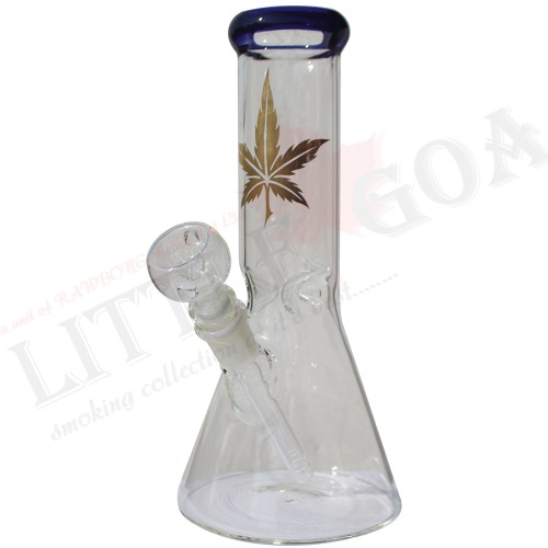 10Inch Golden Print Leaf Sticker Glass Bong (50 MM,)