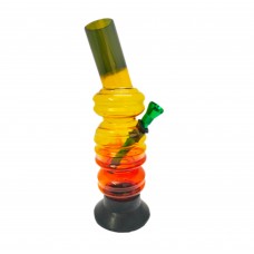 Rasta Color Round Ring Shape Acrylic Bong (8 Inch 30 MM Bend)