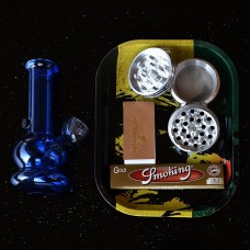 Glass Bong + Smoking Rolling Paper + Metal Grinder + O'shiesh Filter + Rolling Tray  