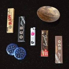 Raw Rolling Paper + OCB Rolling Paper + Smoking Paper + Lighter + Mixing Bowl + Grinder