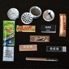 Metal Grinder + Raw Paper + OCB Paper + Smoking Paper Combo Pack