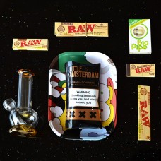 Glass Bong + Bio Filter + Little Amsterdam Virginia Gold Blend Tobacco + Raw Paper