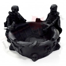 Resin Skeleton Skull Ashtray - Black