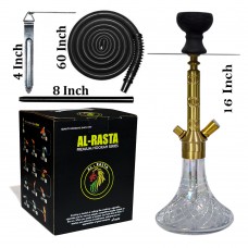 16" KrmaX Danger Little Lion Diamond Cut Brass Hookah With Silicon Pipe