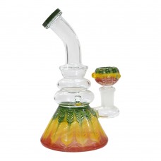 Colored One Leg Glass Bong (6 Inch 30 MM, Three Ring Conical Base)