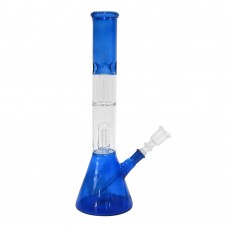 Double Percolator Glass Ice Bong (13 Inch 50 MM, Colored Conical Bowl)