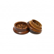 Wooden Herb Grinder Leaf Carved (2 Inch 2 Part)