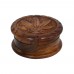 Wooden Herb Grinder Leaf Carved (2 Inch 2 Part)