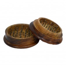 Wooden Herb Grinder - Leaf Carved (60 mm 2 Part)