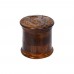 Wooden Herb Grinder Om/Leaf Carved (4 Part 2.5 Inch )