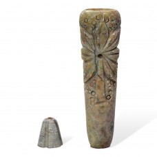 Stone Chillum (Leaf Design Carved 4 Inch)